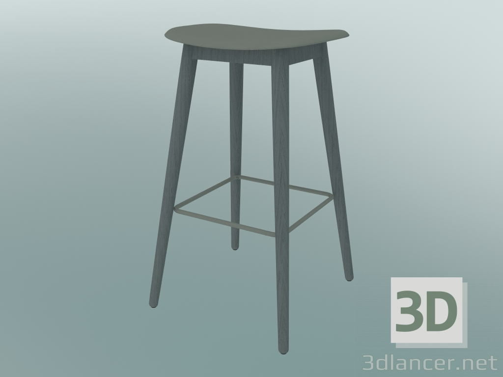 3D modeli Fiber ahşap tabanlı çubuk tabure (H 75 cm, Gri) - önizleme