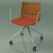 3d model Chair 0290 (4 castors, with armrests, LU1, with seat cushion, teak effect) - preview