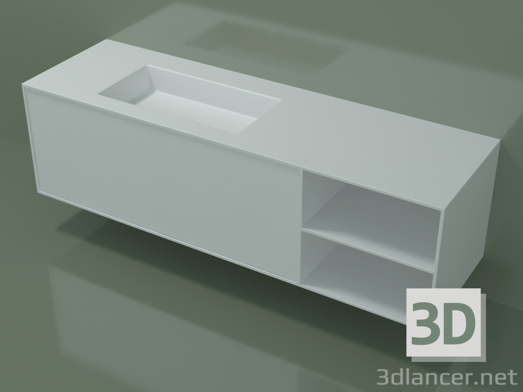 modèle 3D Lavabo avec tiroir et compartiment (06UC934S2, Glacier White C01, L 168, P 50, H 48 cm) - preview