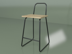 Cadeira semi-bar com encosto alto (preta)