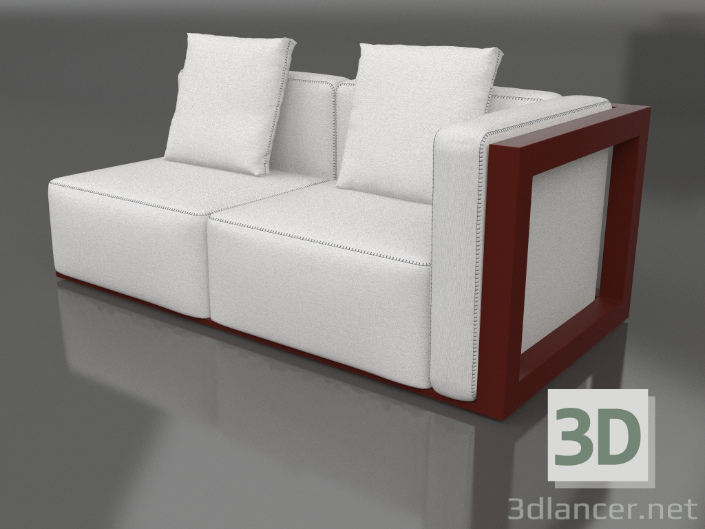 modèle 3D Module canapé, section 1 droite (Rouge vin) - preview