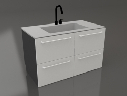 Large sink and four boxes for sorting garbage 120 cm (grey)