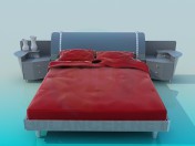 Bed with bedside tables