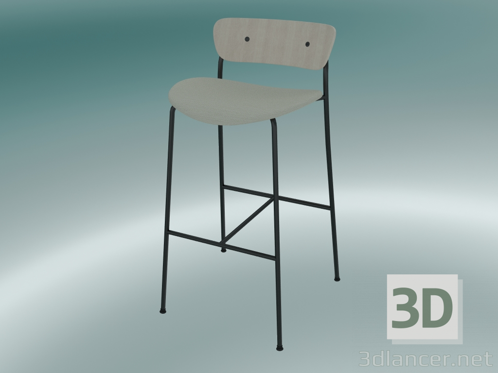 modèle 3D Tabouret de bar Pavilion (AV10, H 95cm, 50x52cm, Chêne laqué, Balder 612) - preview