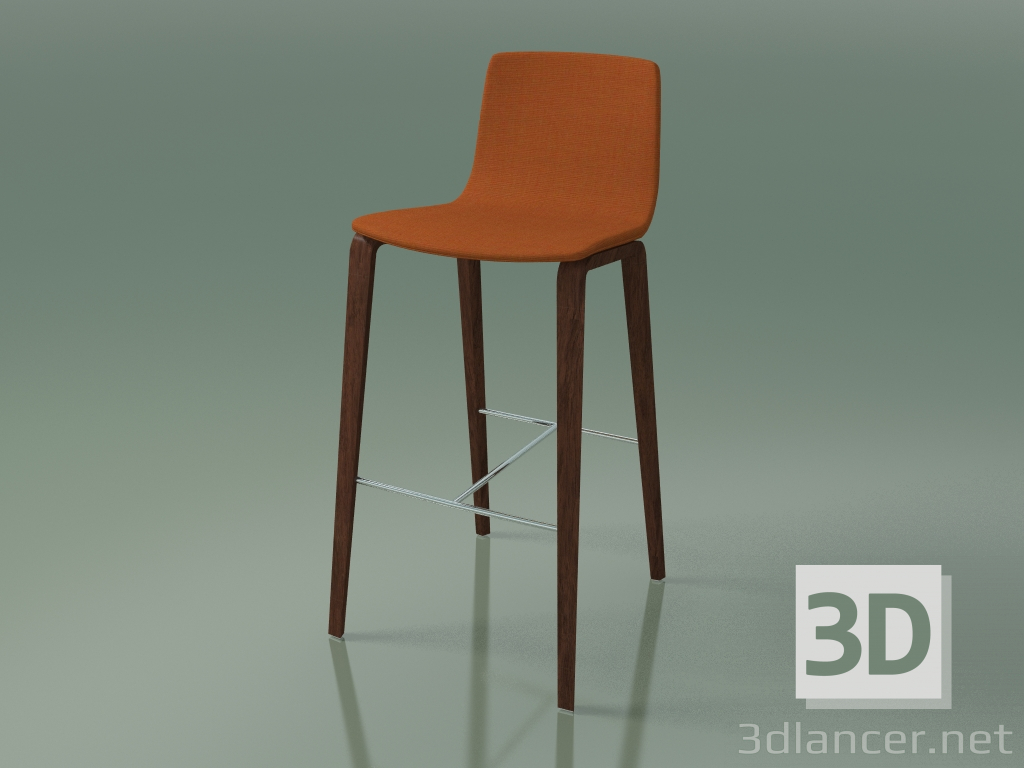modello 3D Sedia bar 5904 (4 gambe in legno, imbottita, noce) - anteprima