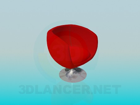 3D Modell Sessel mit einem Metallfuß - Vorschau