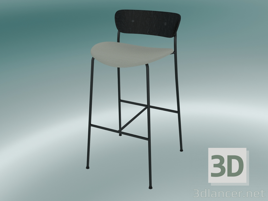 3d model Bar stool Pavilion (AV10, H 95cm, 50x52cm, Black stained oak, Balder 612) - preview