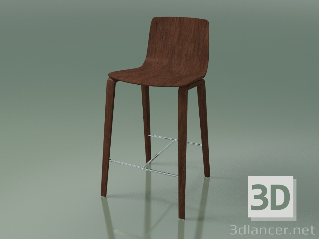modello 3D Sedia bar 5901 (4 gambe in legno, noce) - anteprima
