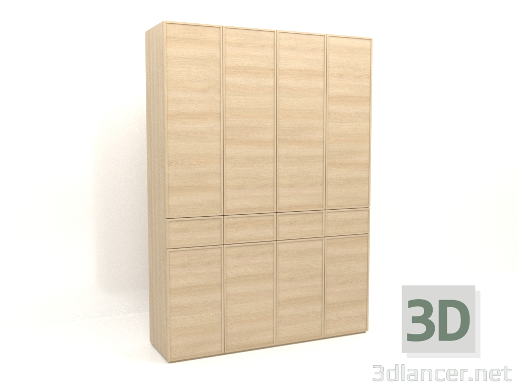 modello 3D Armadio MW 03 legno (2000x580x2800, legno bianco) - anteprima