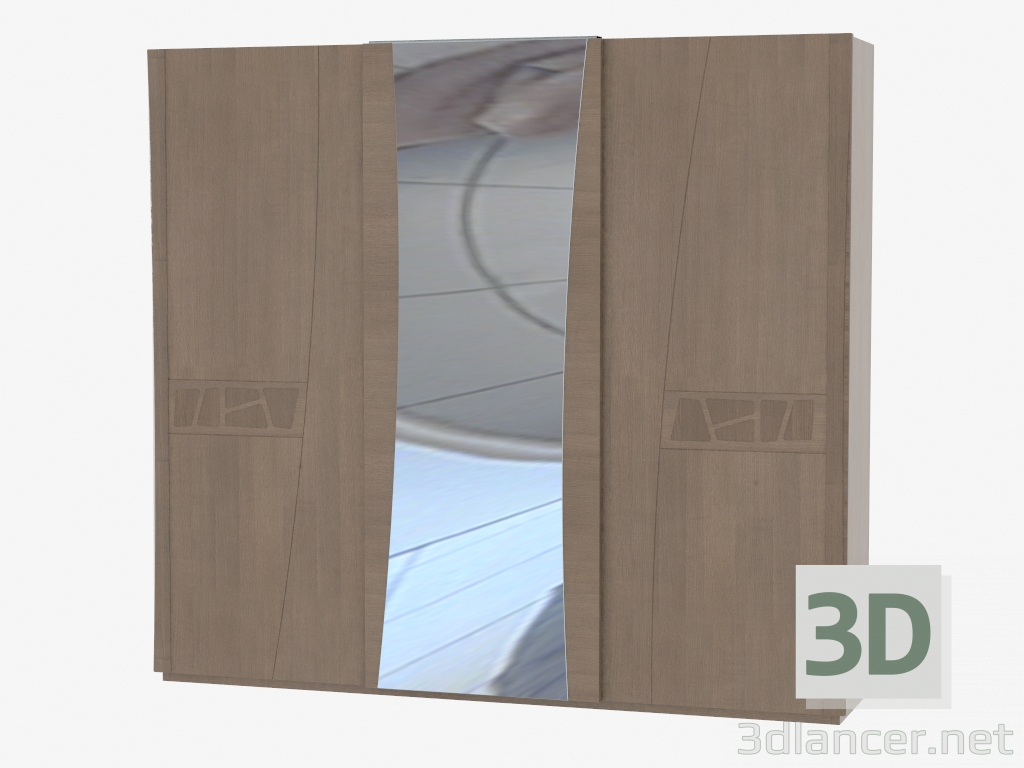 3D Modell Kleiderschrank 3 Türen mit einem Spiegel in der Mitte ARMON3S - Vorschau