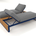 modèle 3D Lit double de détente avec cadre en aluminium et bois artificiel (Bleu nuit) - preview