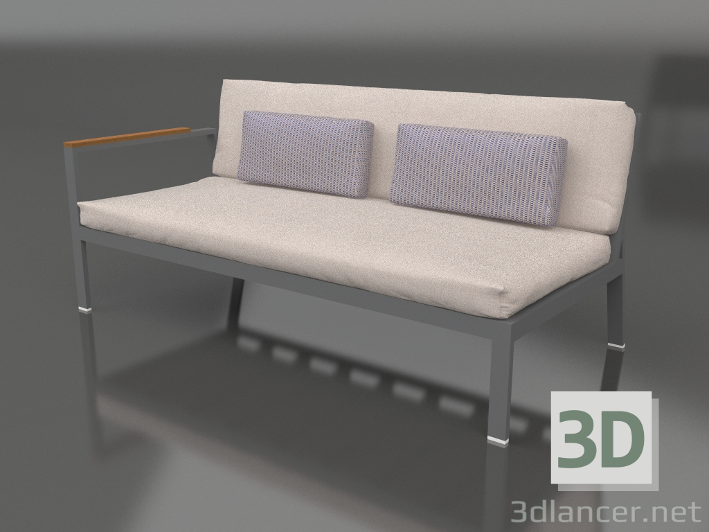 3d model Módulo sofá sección 1 izquierda (Antracita) - vista previa