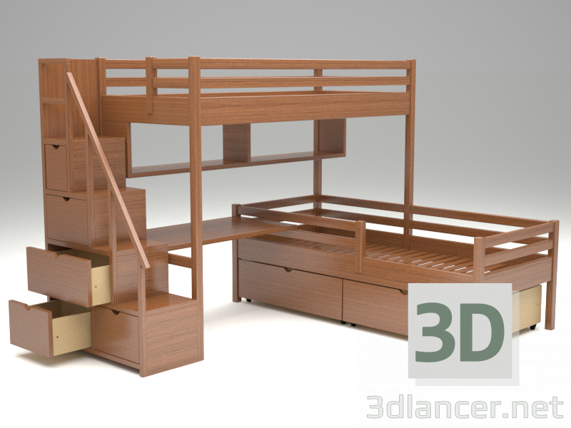 modèle 3D de lit superposé acheter - rendu