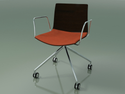 Chair 0290 (4 castors, with armrests, LU1, with seat cushion, wenge)