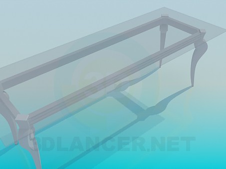 modelo 3D Mesa de vidrio larga en una implementación clásica - escuchar modelo 3D Mesa de vidrio larga en una implementación clásica - escuchar