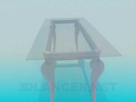 modelo 3D Mesa de vidrio larga en una implementación clásica - escuchar modelo 3D Mesa de vidrio larga en una implementación clásica - escuchar