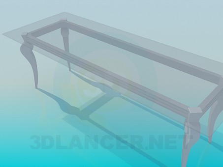 modelo 3D Mesa de vidrio larga en una implementación clásica - escuchar modelo 3D Mesa de vidrio larga en una implementación clásica - escuchar