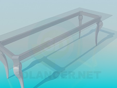 modelo 3D Mesa de vidrio larga en una implementación clásica - escuchar modelo 3D Mesa de vidrio larga en una implementación clásica - escuchar