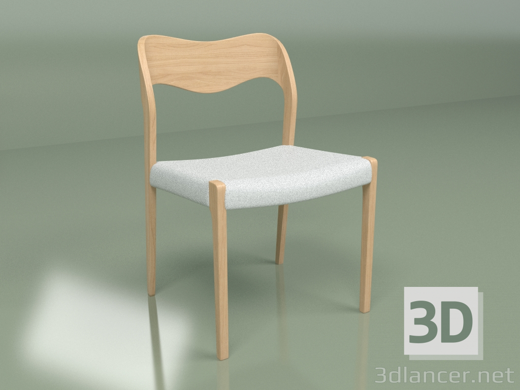 3d model Chair Wide (light grey, white oak) - preview