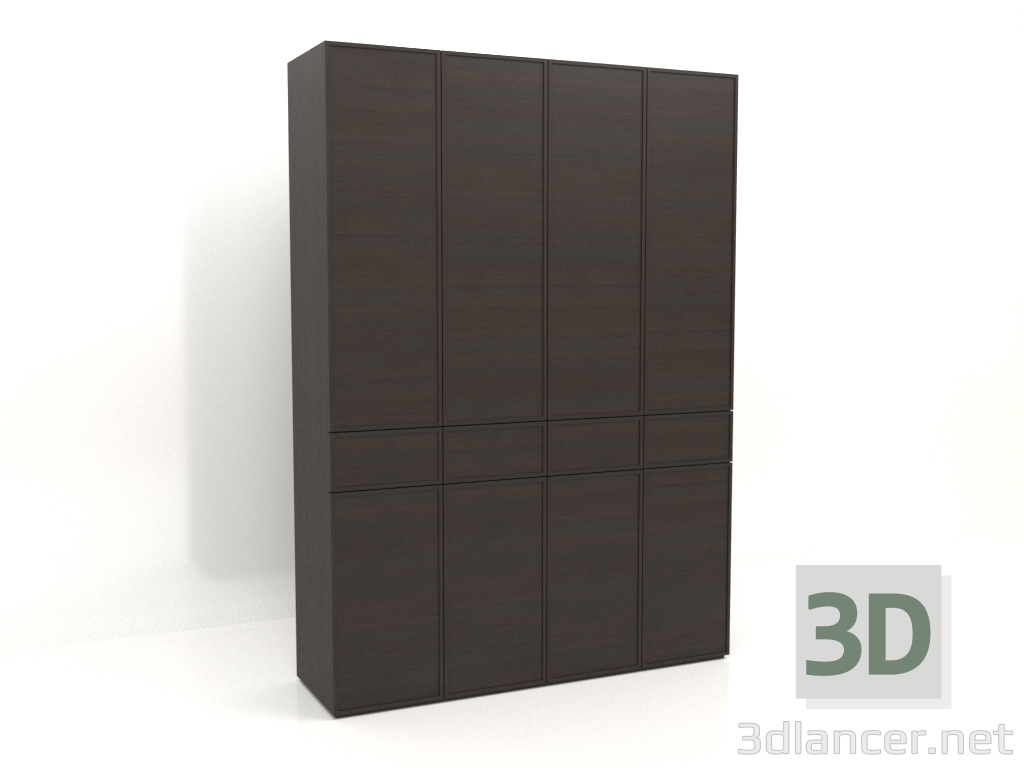modello 3D Armadio MW 03 legno (2000x580x2800, legno marrone scuro) - anteprima