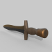 3d Sword with brass handle model buy - render