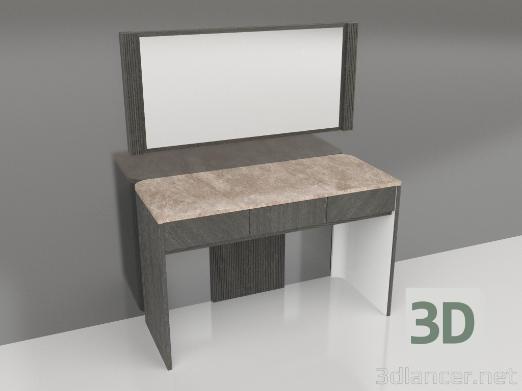 modello 3D Tavolo da trucco e specchio - anteprima