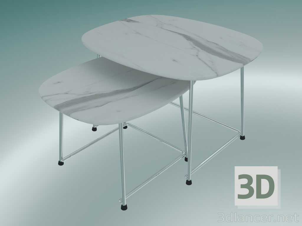 3D modeli Masalar CUP şezlonglar (9100-51, HPL marmor 10mm bianco carrara, kromlu) - önizleme