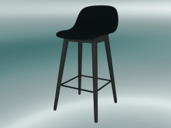 Chaise de bar avec base en bois et dossier en fibre (H 65 cm, noir)