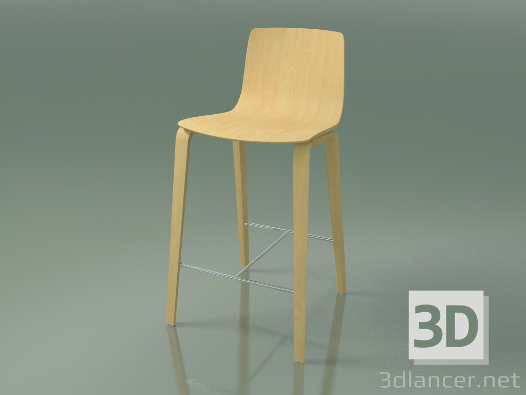 modèle 3D Chaise de bar 5901 (4 pieds en bois, bouleau naturel) - preview