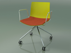 Chair 0290 (4 castors, with armrests, LU1, with seat cushion, PO00118)