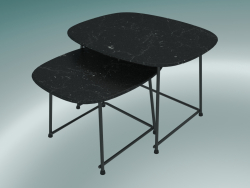 Tables CUP lounge tables (9100-51, HPL marmor 10mm nero marquinia, powder-coated black)