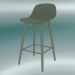 Modelo 3d Cadeira alta com base de madeira e encosto em fibra (H 65 cm, verde empoeirado) - preview