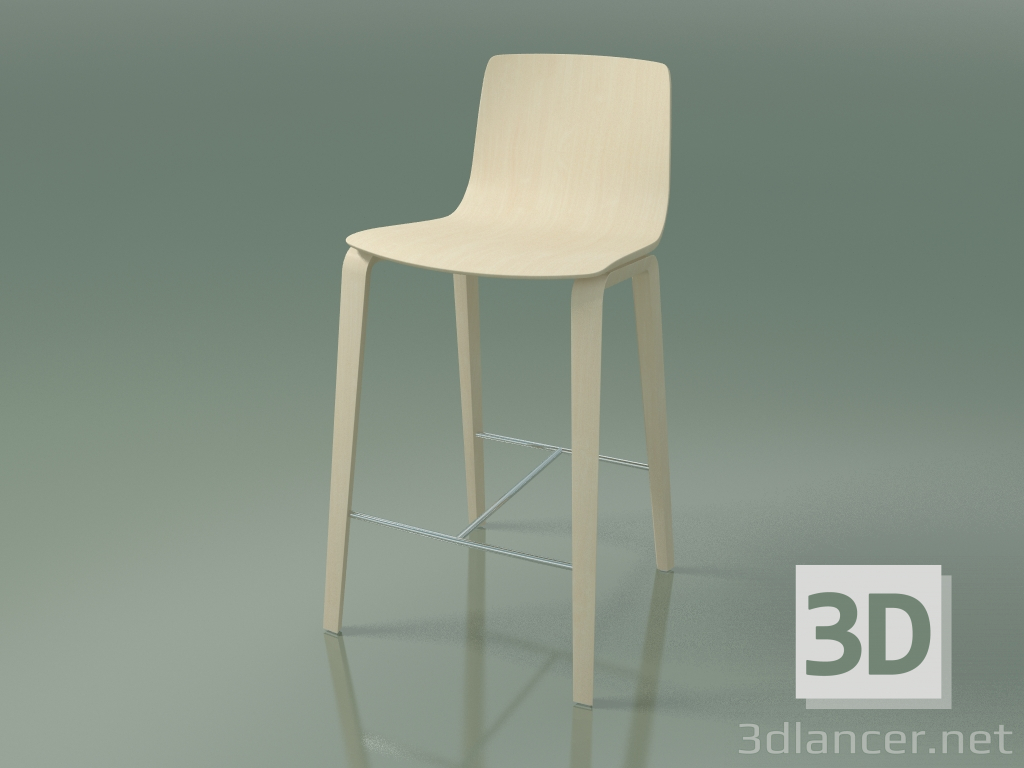 modello 3D Sedia bar 5901 (4 gambe in legno, betulla bianca) - anteprima