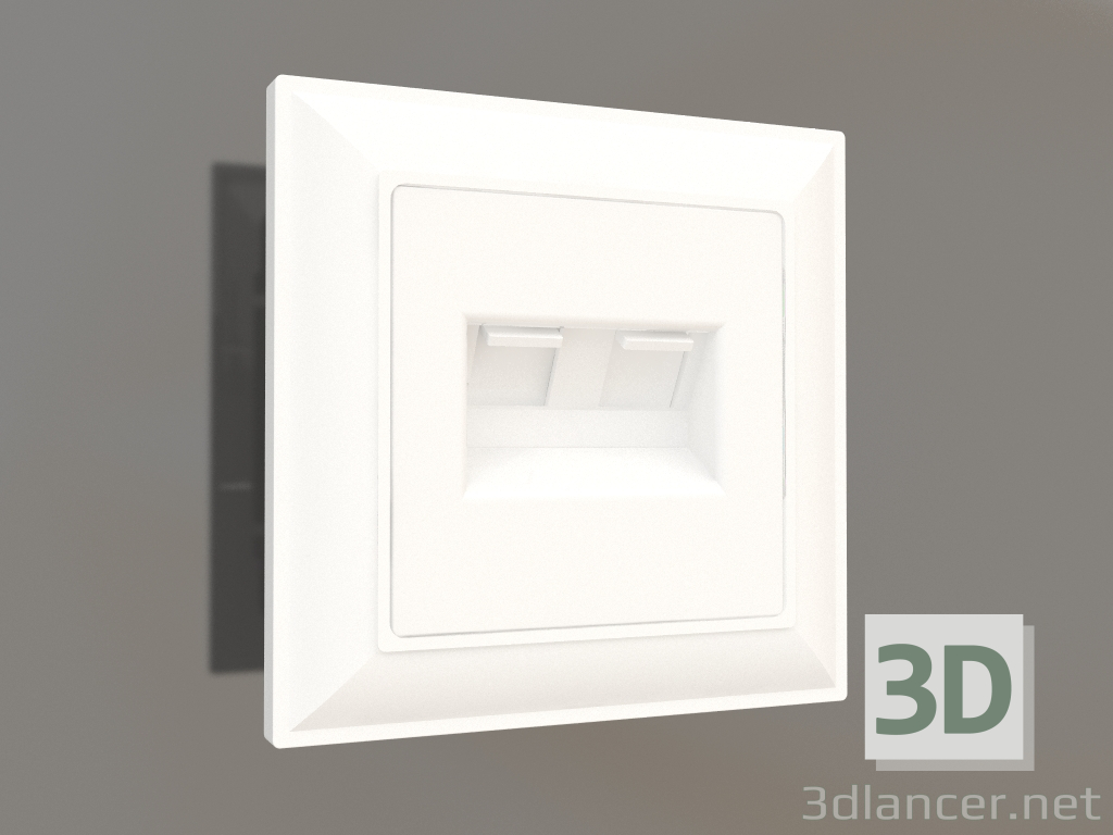 modèle 3D Double prise Ethernet RJ-45 (blanc brillant) - preview