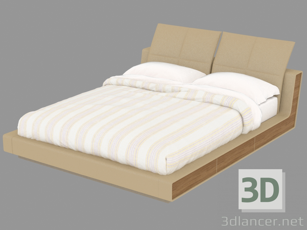 3D modeli Deri döşemeli Sama ile çift kişilik yatak - önizleme