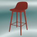 modèle 3D Chaise de bar avec base en bois et dossier en fibre (H 65 cm, Dusty Red) - preview