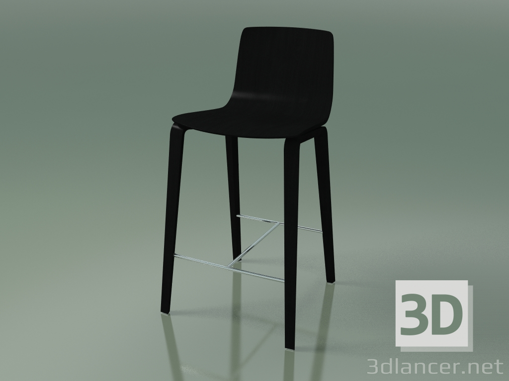 modello 3D Sedia bar 5901 (4 gambe in legno, betulla nera) - anteprima