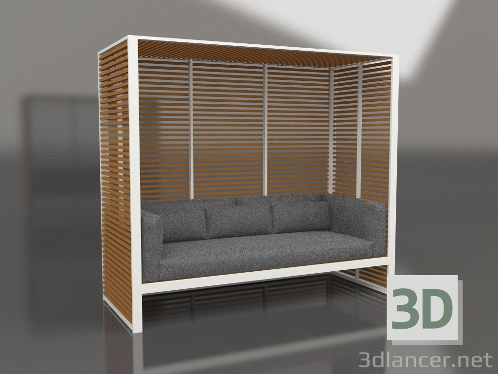 modello 3D Divano Al Fresco con struttura in alluminio in legno artificiale (grigio agata) - anteprima
