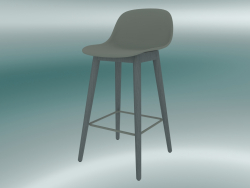 Bar chair with wooden base and back Fiber (H 65 cm, Gray)