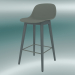 3D modeli Ahşap tabanlı ve arkalıklı Bar sandalyesi (H 65 cm, Gri) - önizleme