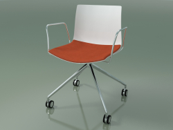 Chair 0290 (4 castors, with armrests, LU1, with seat cushion, PO00101)