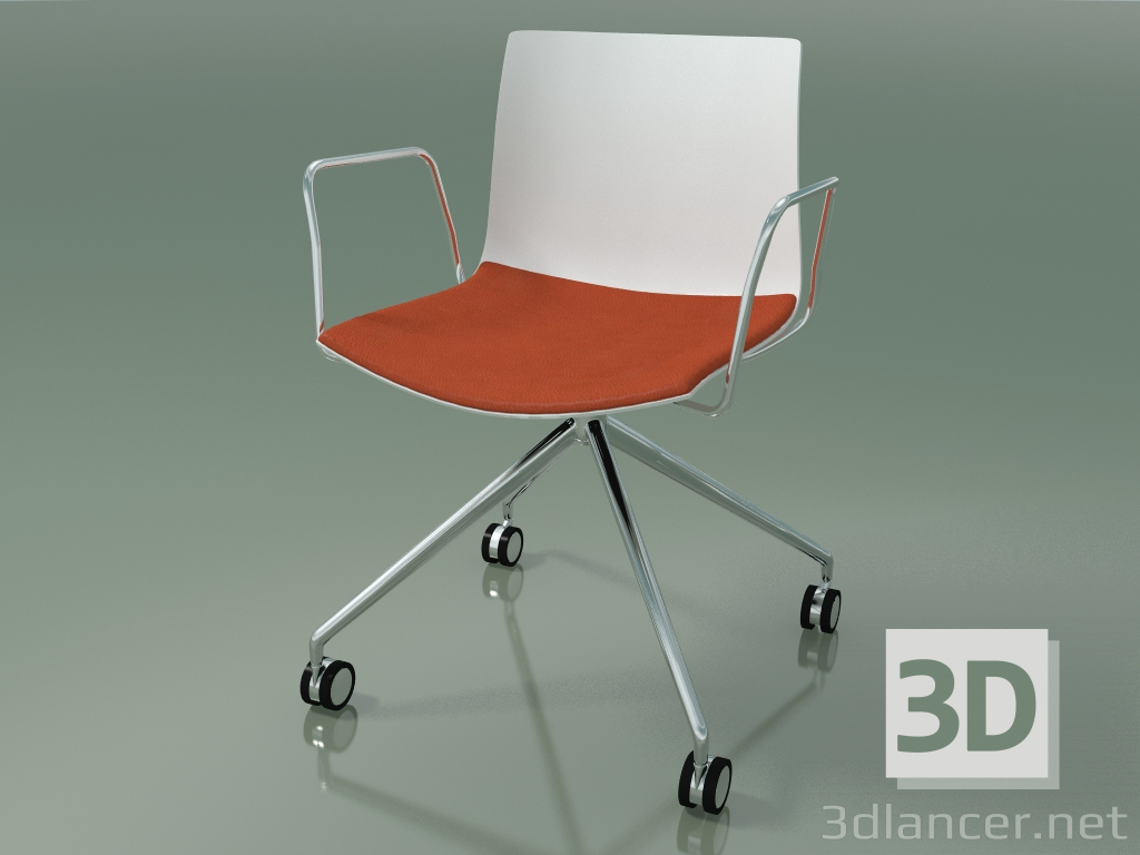 3d model Chair 0290 (4 castors, with armrests, LU1, with seat cushion, PO00101) - preview