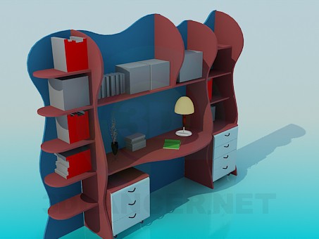 3d модель Письменный стол для школьника – превью 3d модель Письменный стол для школьника – превью