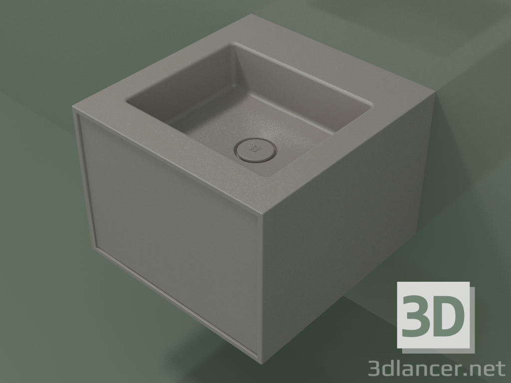 3D Modell Waschbecken mit Schublade (06UC22401, Ton C37, L 48, P 50, H 36 cm) - Vorschau