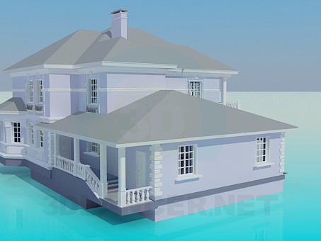 3d модель Двоповерховий будинок – превью 3d модель Двоповерховий будинок – превью
