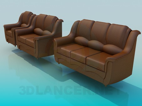 modelo 3D Sofá con silla - escuchar modelo 3D Sofá con silla - escuchar