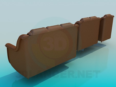 modelo 3D Sofá con silla - escuchar modelo 3D Sofá con silla - escuchar