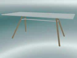 Table MART (9820-01 (100x200cm), H 73cm, blanc HPL, frêne naturel d’aluminium plaqué)