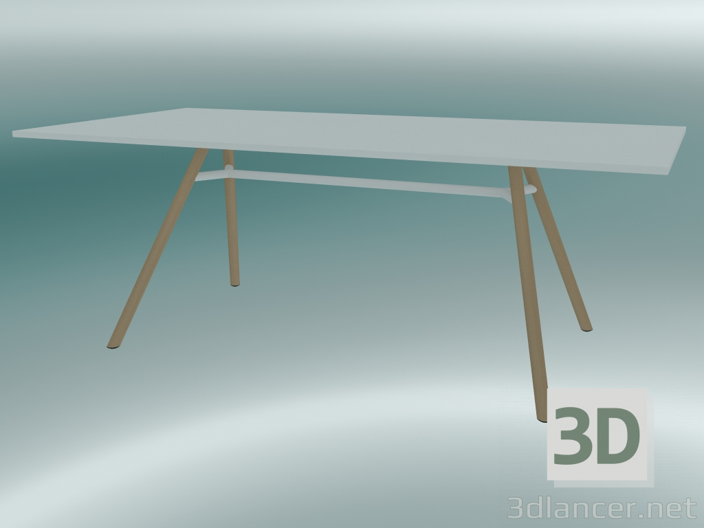 3D modeli Masa MART (9820-01 (100x200cm), H 73cm, HPL beyaz, alüminyum doğal kül kaplama) - önizleme