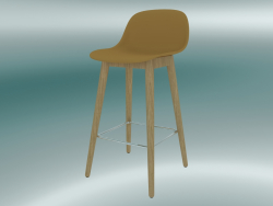 Bar chair with wooden base and back Fiber (H 65 cm, Oak, Ocher)